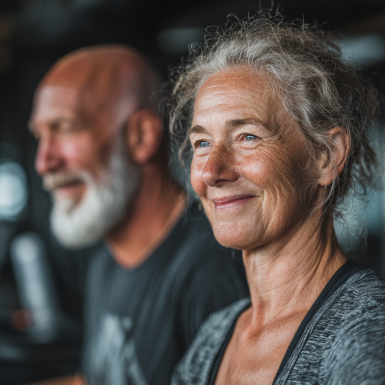 Активні літні люди займаються фітнесом