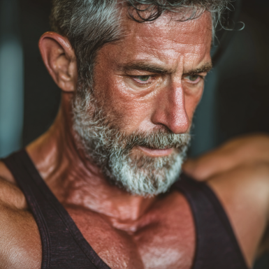 Група людей зрілого віку займається йогою